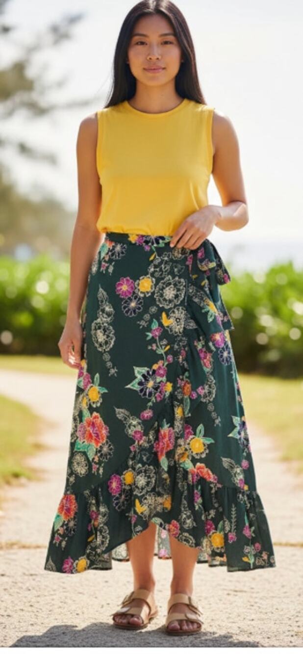 Cleobella Floral Wrap Maxi Skirt size Small